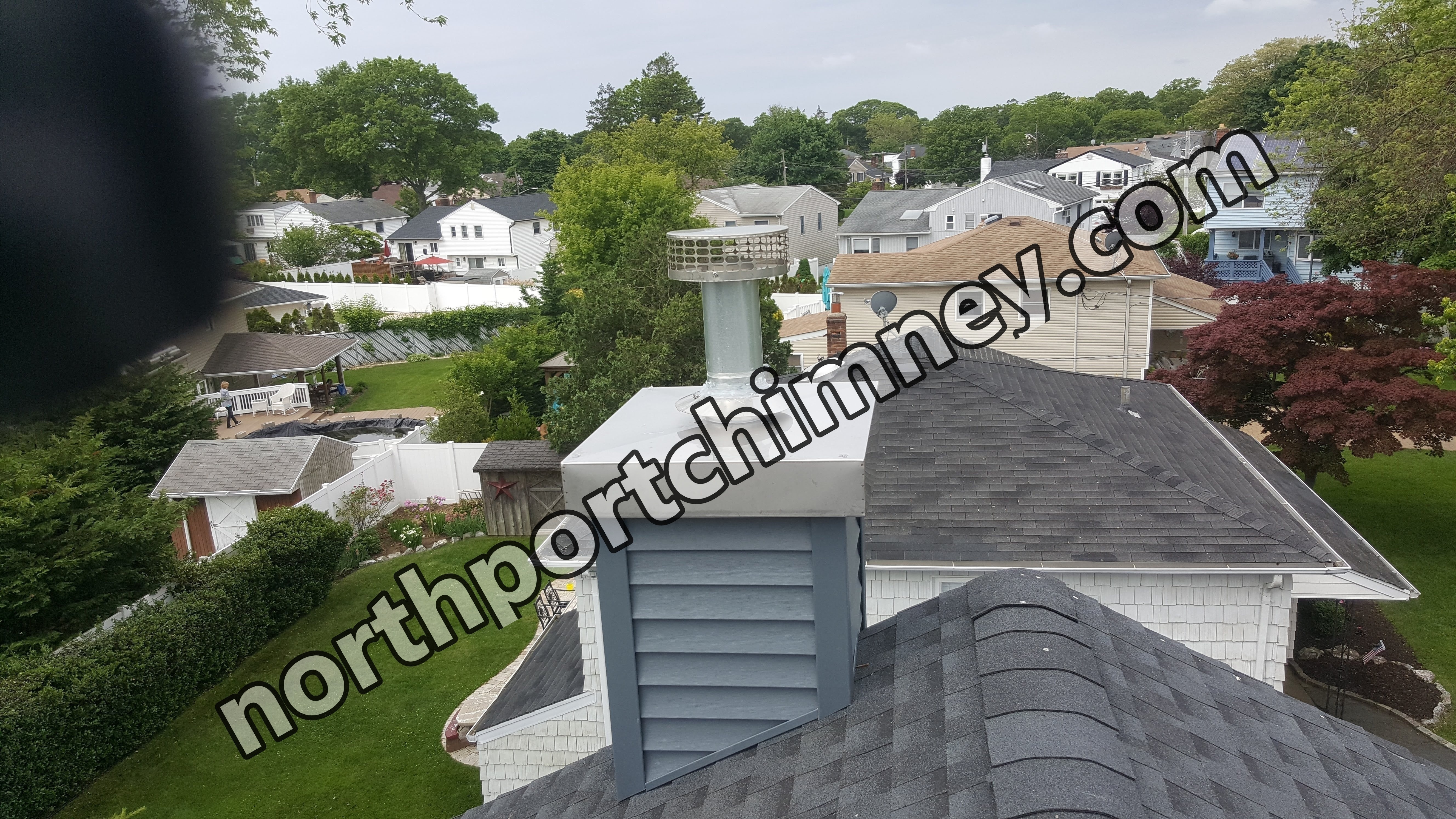 Complete chimney crown rebuild and waterproofing in Huntington, New York